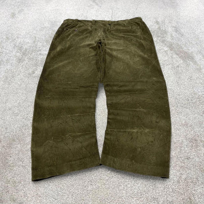 Baggy Orvis corduroy pants W40L31 green wide wale jumbo cord trousers 90s skater style