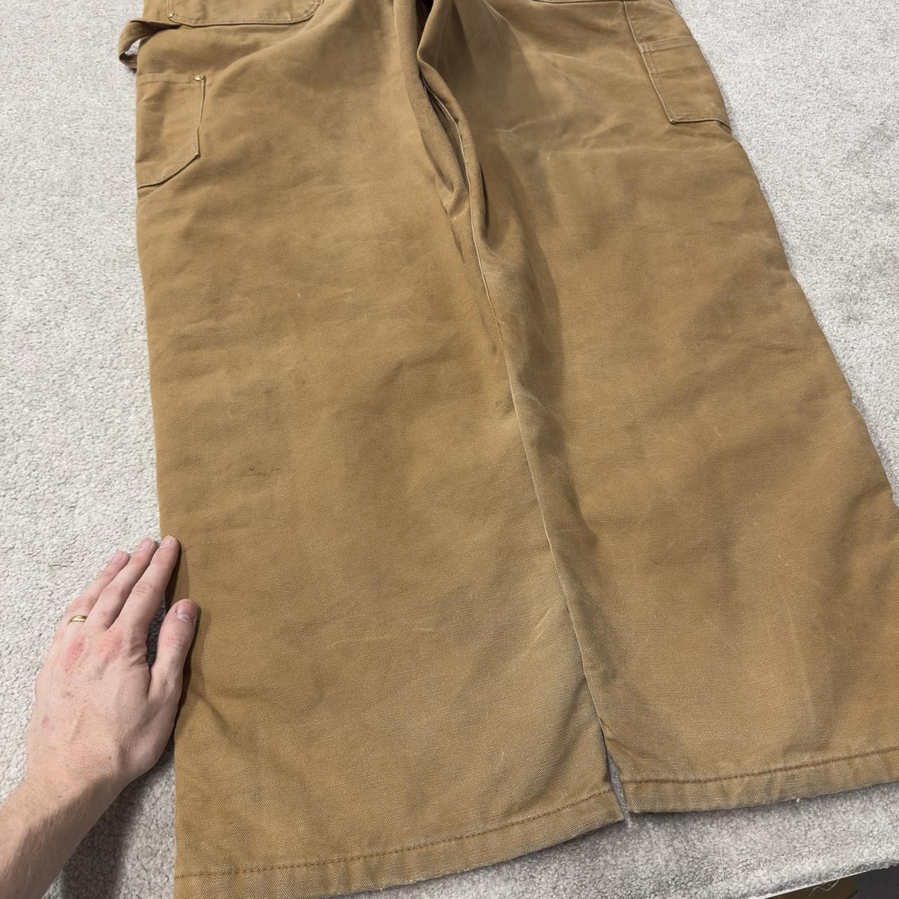 Vintage Carhartt dungarees tan brown overalls Quilt lined bib & brace utility workwear