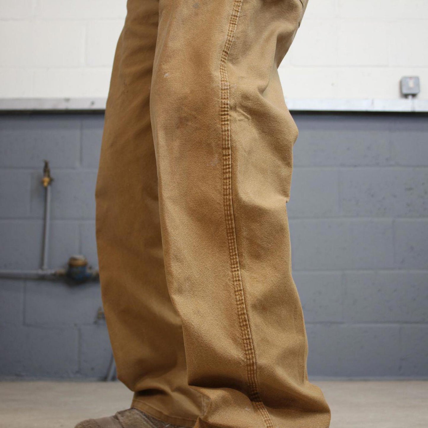 Tan Dickies carpenter jeans W36L30 loose canvas cargo 90s skate style pants patch logo