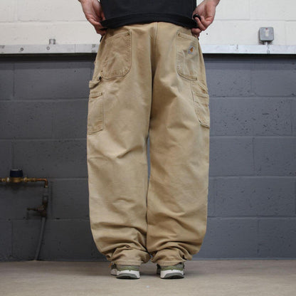 Double knee Carhartt baggy carpenter jeans Wide leg tan brown thick canvas skate cargo work pants