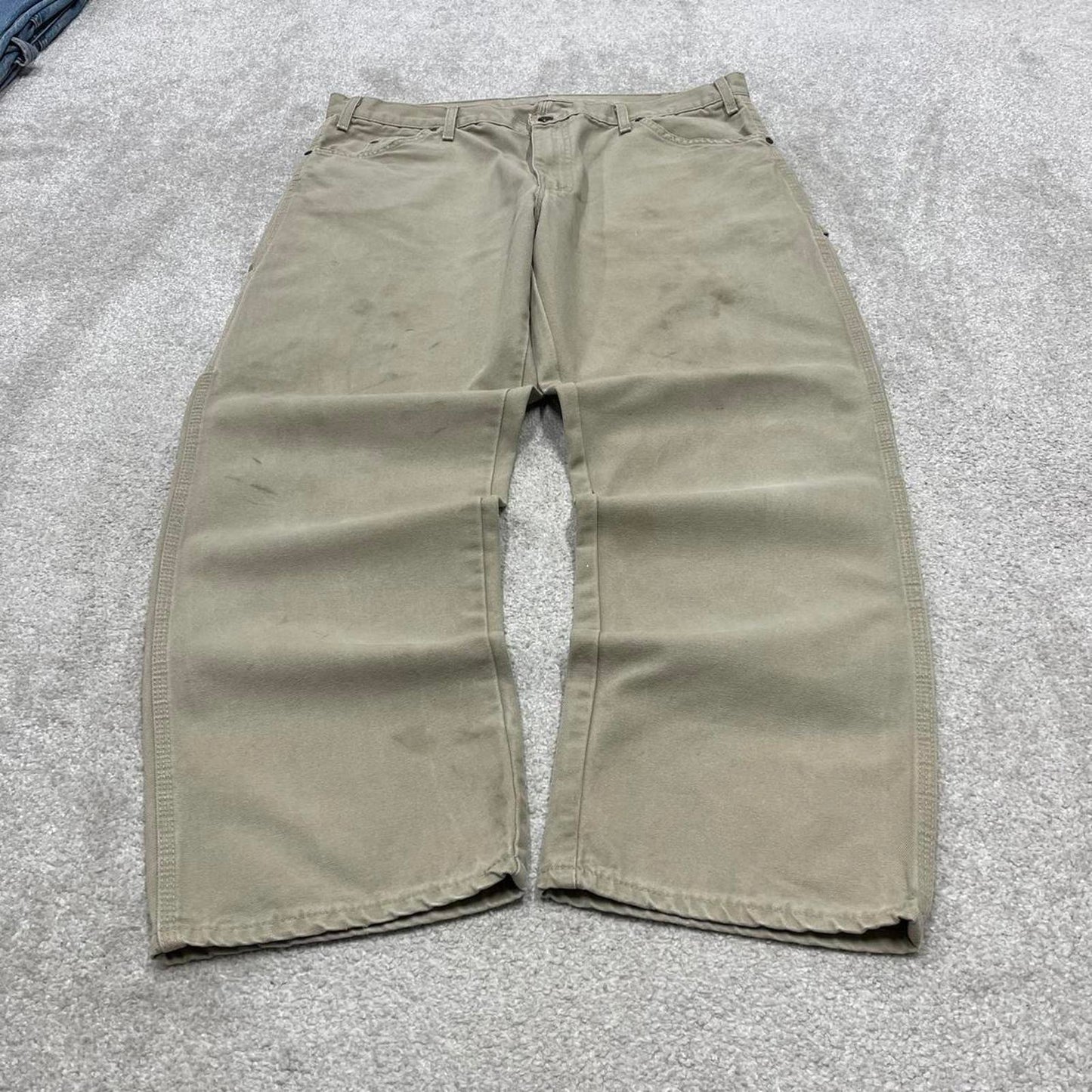 Dickies carpenter jeans W38L30 beige loose canvas 90s skate style cargo pants