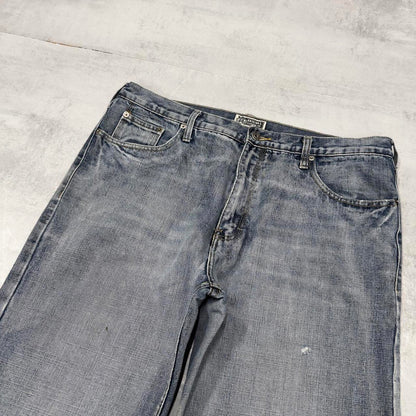 Blue Route 66 baggy skate jeans W38L30 loose denim embroidered y2k style pants big stitch design