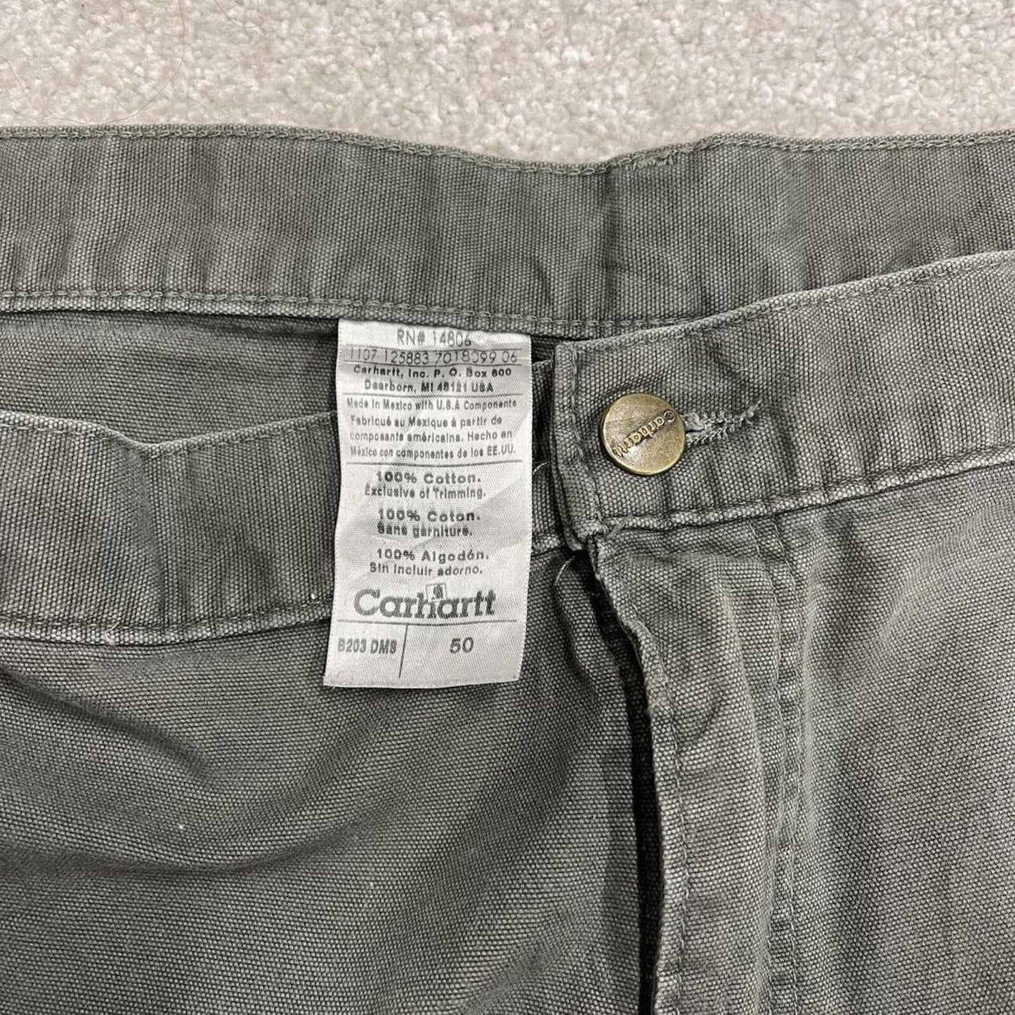 Carhartt baggy cargo shorts carpenter green Floaty canvas skater style work shorts