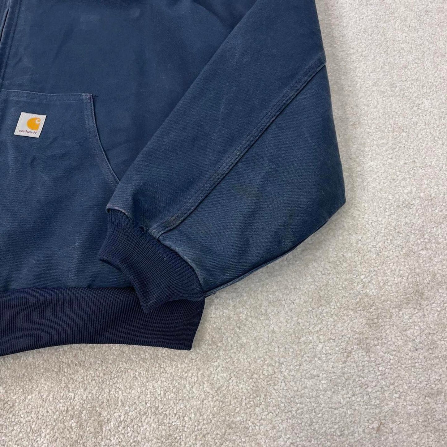 Vintage navy Carhartt hooded active jacket XL canvas bomber