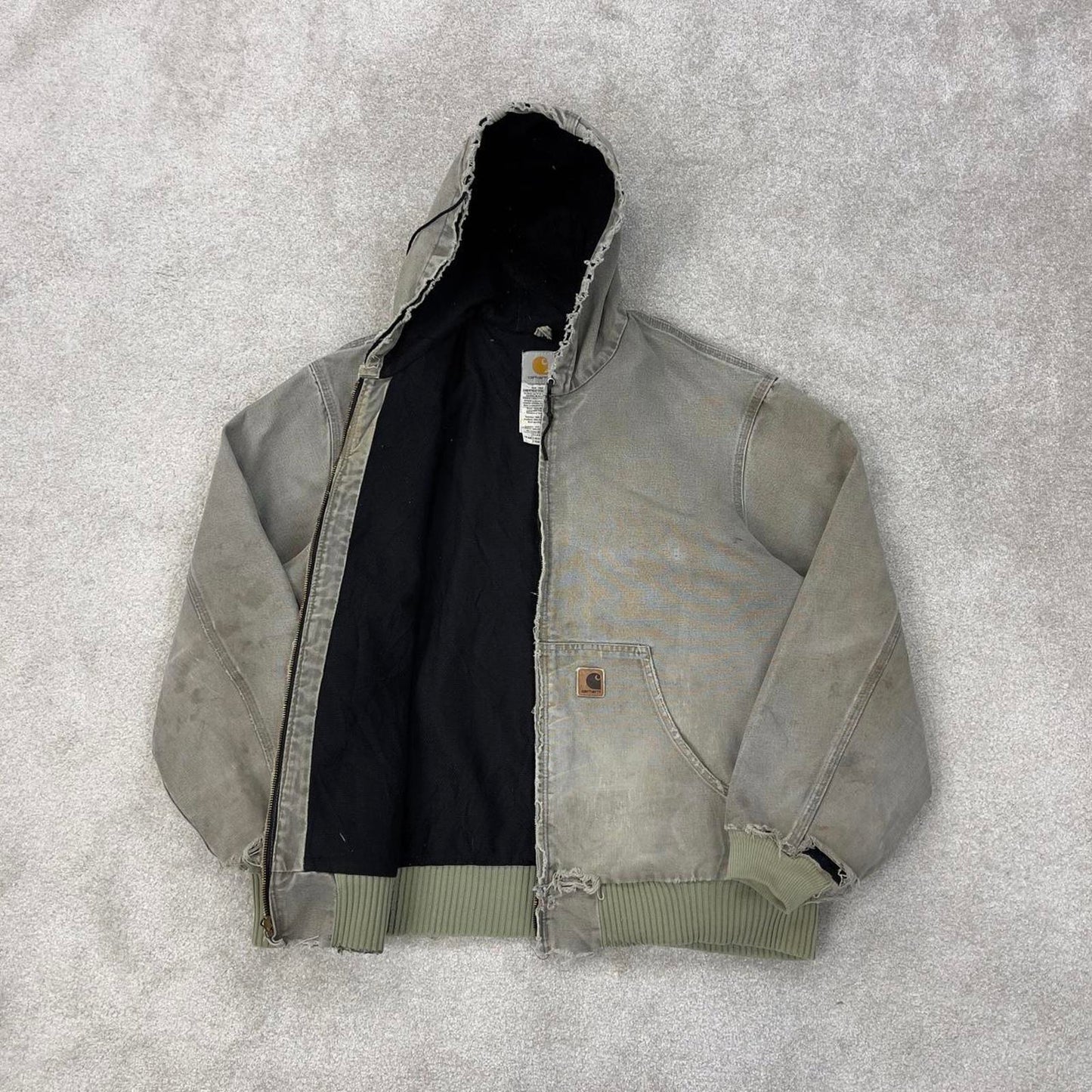 Vintage Carhartt hooded active jacket XL stone canvas 90s style skater
