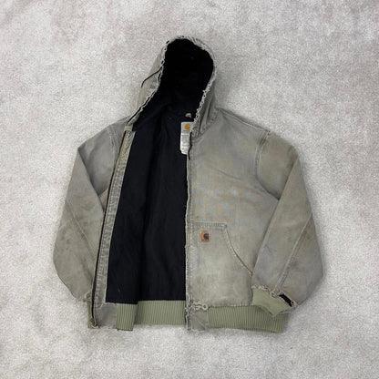 Vintage Carhartt hooded active jacket XL stone canvas 90s style skater