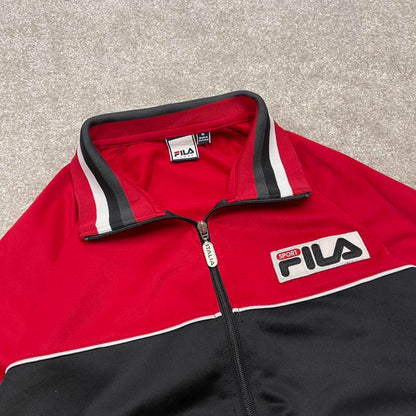 Y2k 00s Fila track jacket M men's red black Italia sports full zip track suit top embroidered