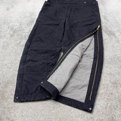 Black Carhartt FR dungarees W36L30 mens quilt lined canvas overalls utility worker