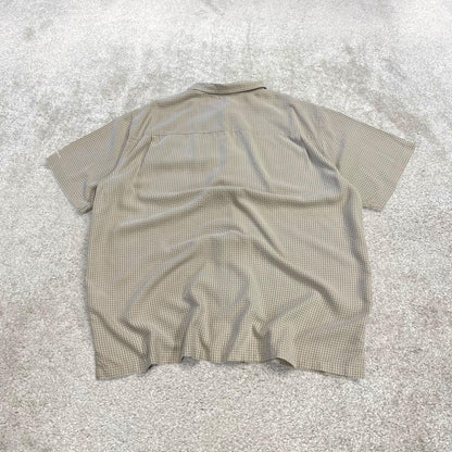 Columbia checkered short sleeve shirt boxy beige Y2K surf style check shirt summer festival
