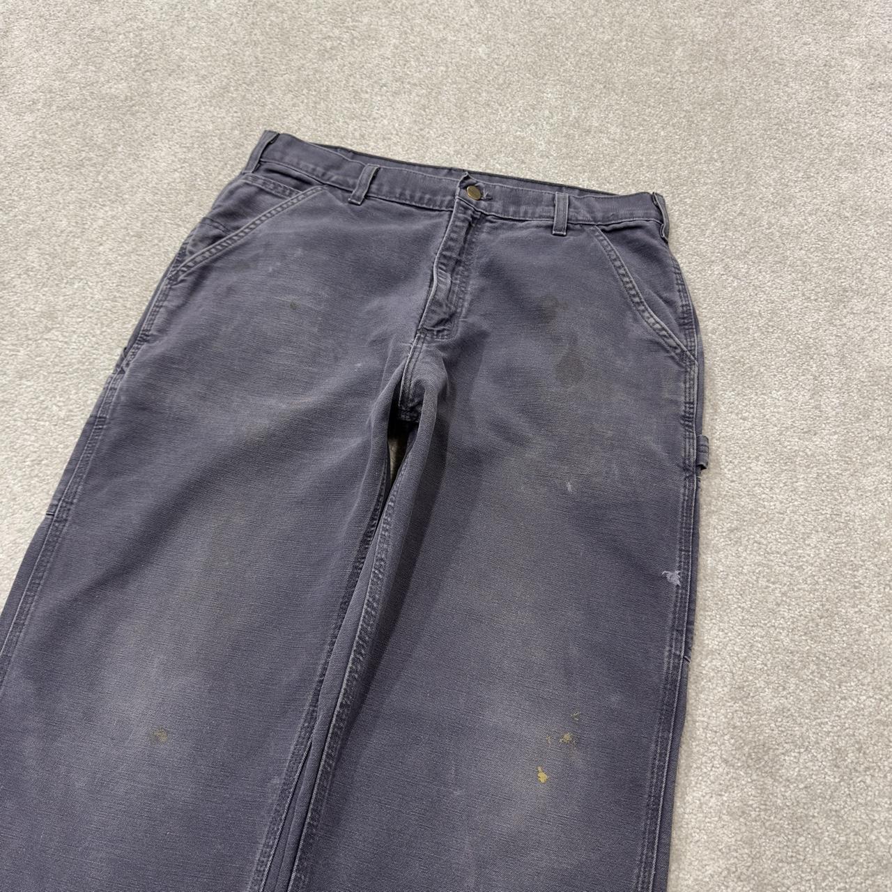 Vintage baggy Carhartt carpenter pants y2k navy Loose leg 100% cotton skater style workwear