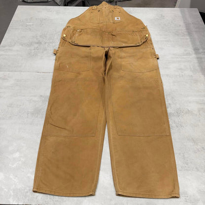 Vintage Carhartt dungarees W48L32 mens canvas overalls tan utility worker