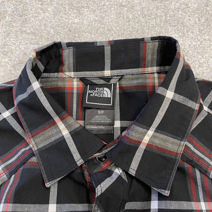 North Face checkered short sleeve shirt black TNF festival surf style check shirt button down summer