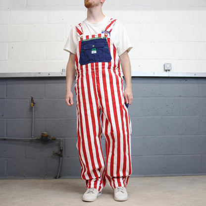 Vintage Liberty dungarees W34L30 USA striped mens canvas overalls