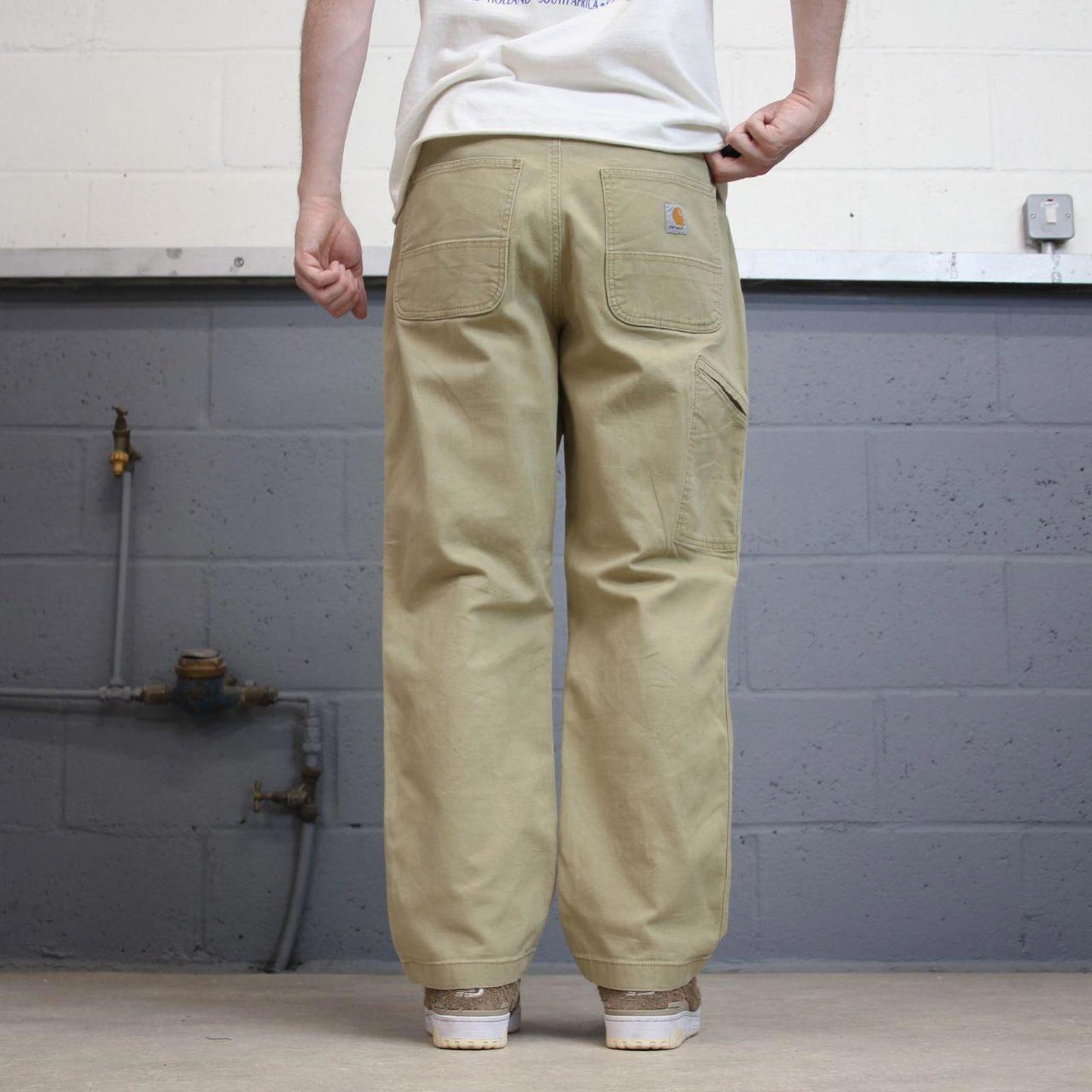 Mens Carhartt carpenter pants W36 L28 tan relaxed 90s style cargos