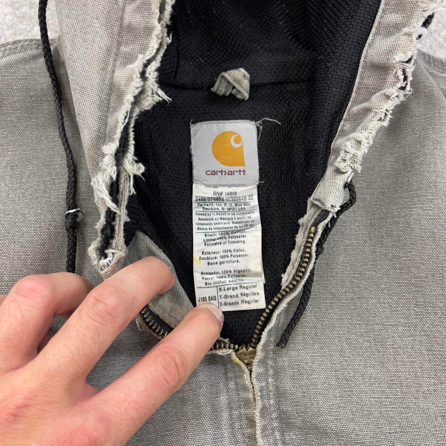 Vintage Carhartt hooded active jacket XL stone canvas 90s style skater