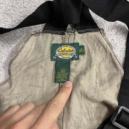 Cabela’s camo dungarees loose fit khaki Vintage Advantage camouflage bib & brace overalls cargos