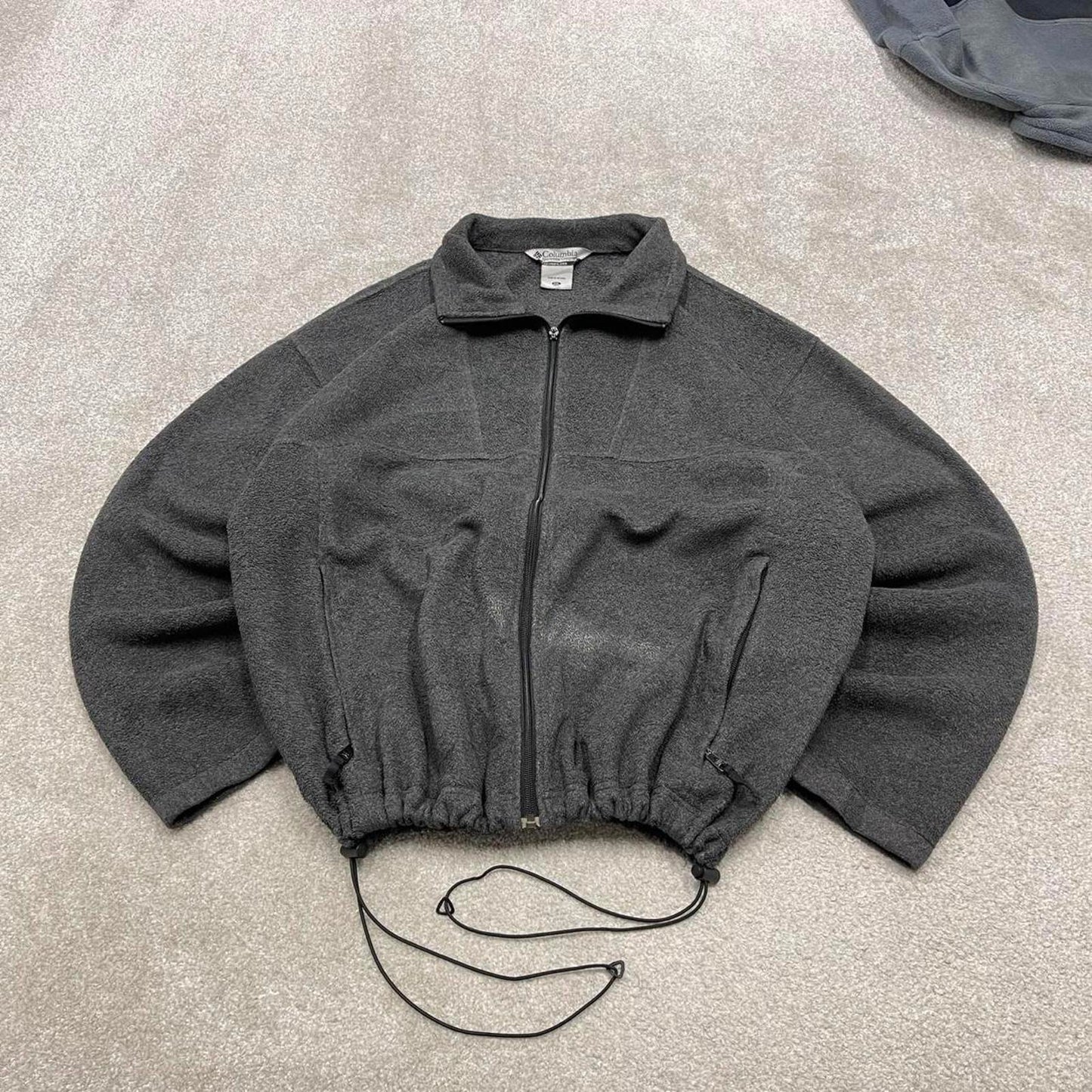 Grey Columbia technical fleece XXL men's y2k style full zip up autumn adjustable waist