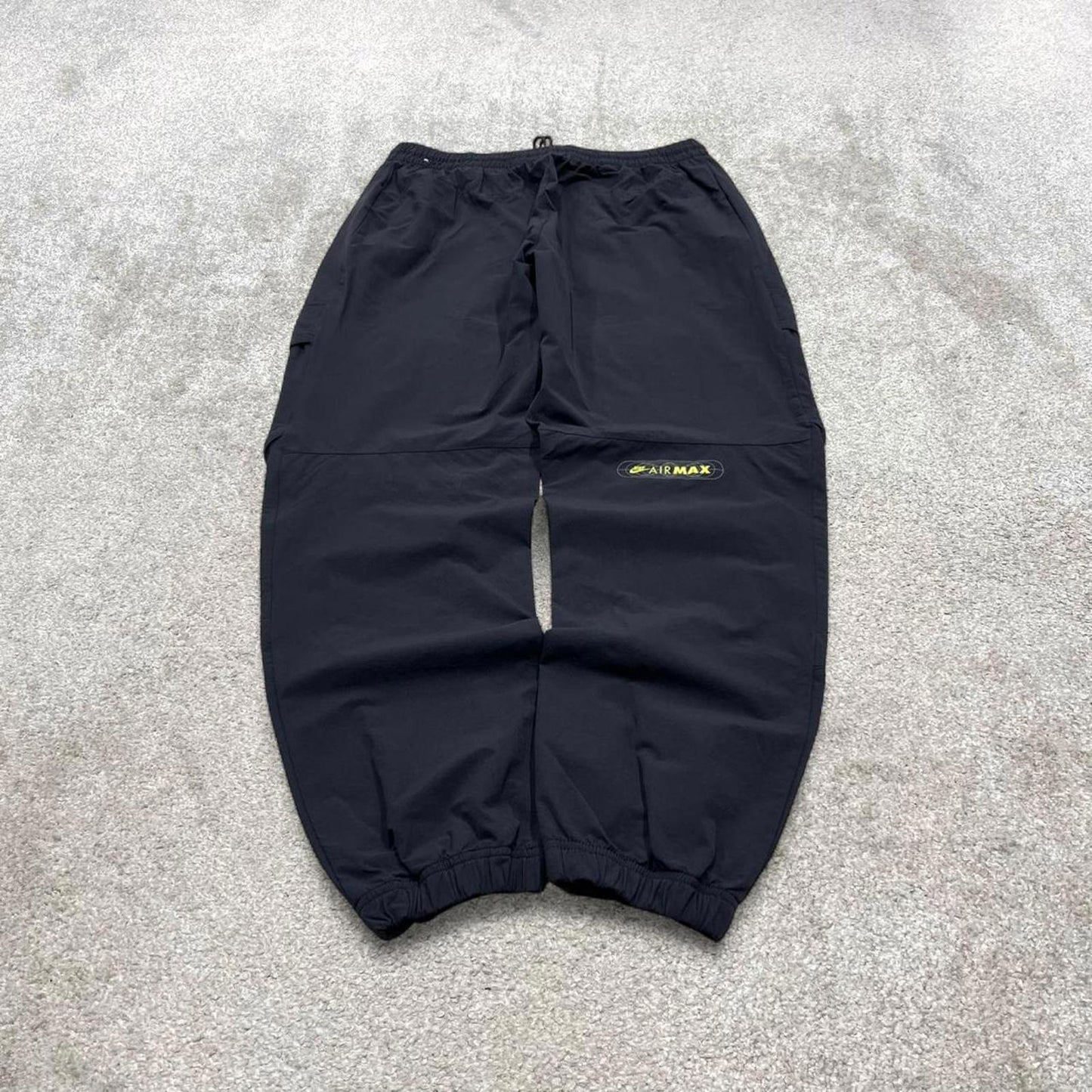 Y2k Nike Airmax tracksuit bottoms black swoosh logo running gym cargo track pants