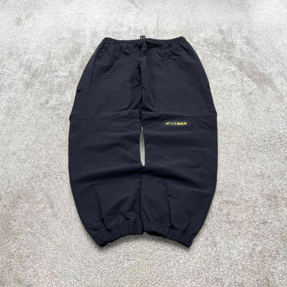 Y2k Nike Airmax tracksuit bottoms black swoosh logo running gym cargo track pants