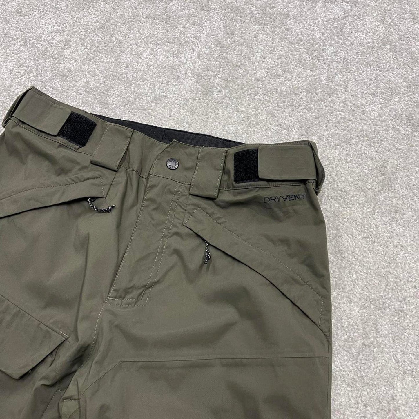 North Face ski pants salopettes L men's y2k green adjustable TNF snow trousers skiing