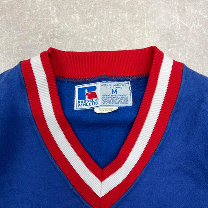 Blue vintage Russell sweatshirt M New York Giants NFL pull over juumber v-neck