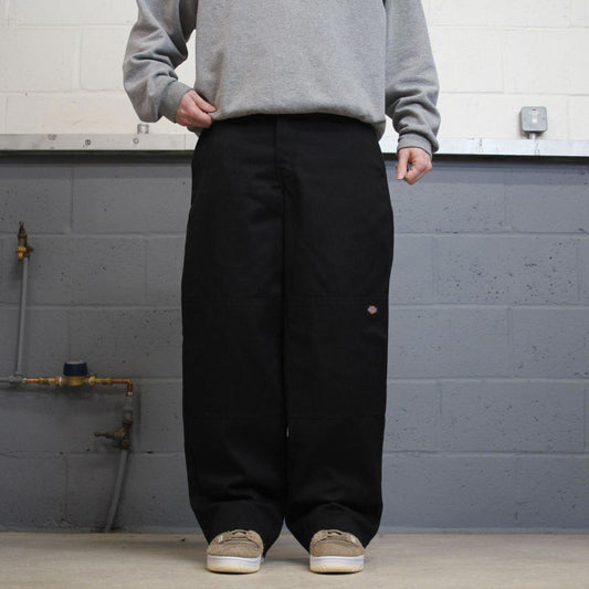Y2k baggy fit Dickies double knee work pants black Loose leg chino style skate trousers