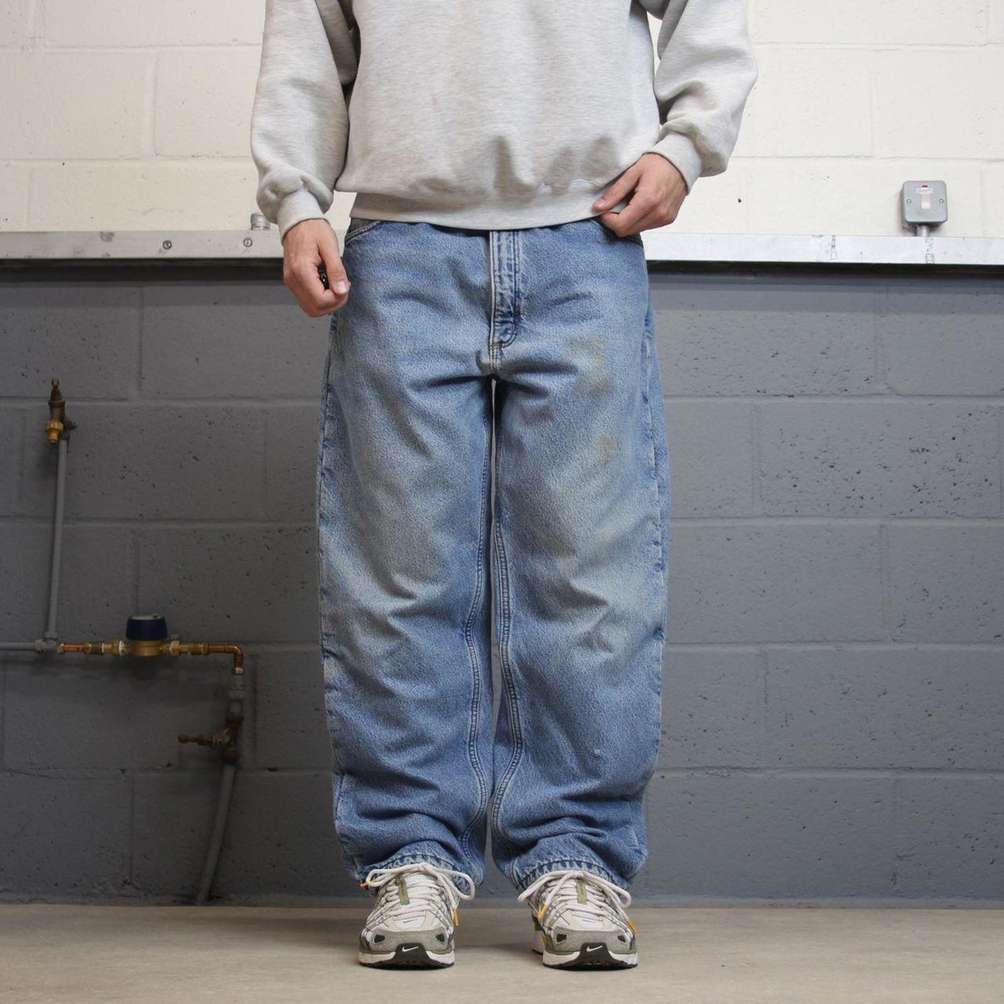 Baggy Y2K vintage Carhartt jeans blue Loose fleece lined denim skate style work pants