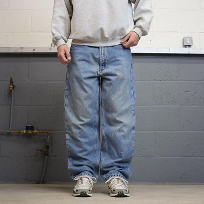 Baggy Y2K vintage Carhartt jeans blue Loose fleece lined denim skate style work pants
