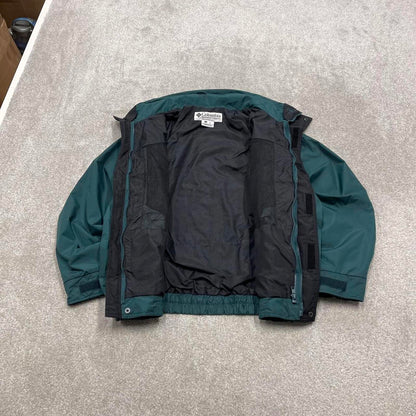 Vintage y2k Columbia technical windbreaker jacket green Zip pockets embroidered logo bomber jacket