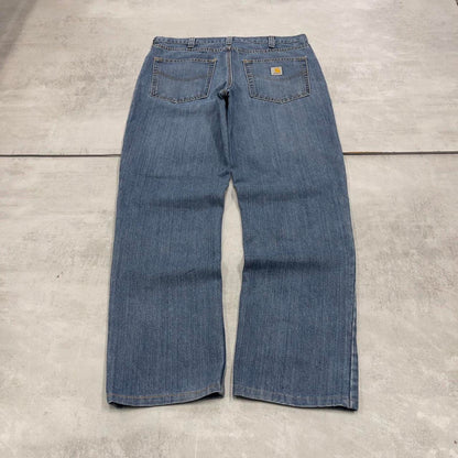 00s Carhartt jeans casual workwear W35L32 skater style loose blue denim 5 pocket pants streetwear