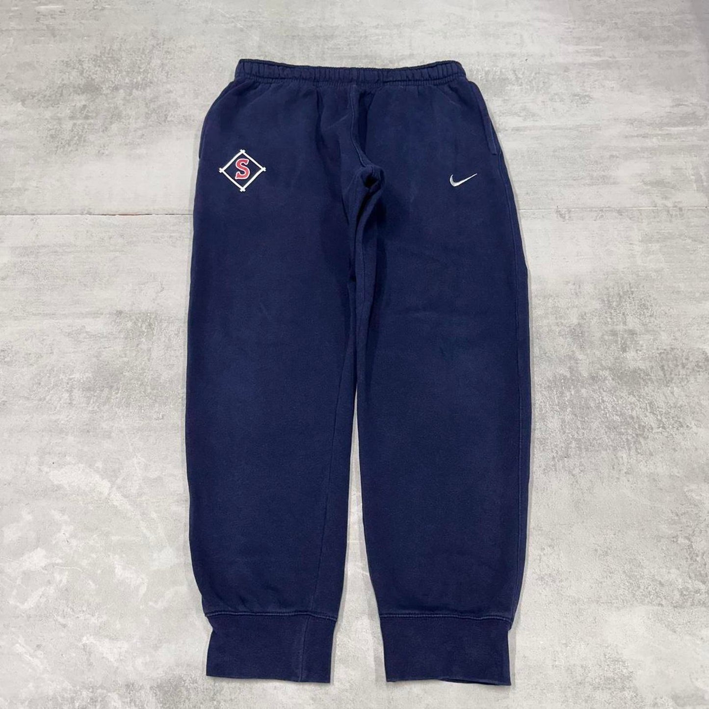 Navy Nike joggers L y2k style sportswear track pants loose fit embroidered logo