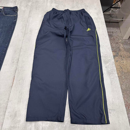 Navy Kappa trackies M Loose y2k shell suit tracksuit bottoms side stripes embroidered logo