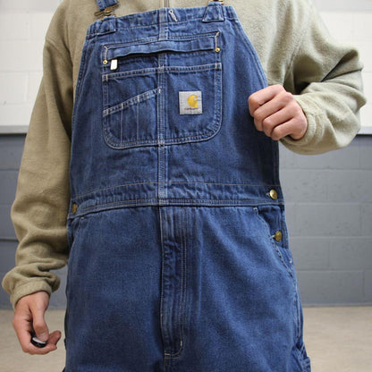 Vintage Carhartt dungarees W42L30 mens denim overalls blue utility bib & brace worker 90s skater