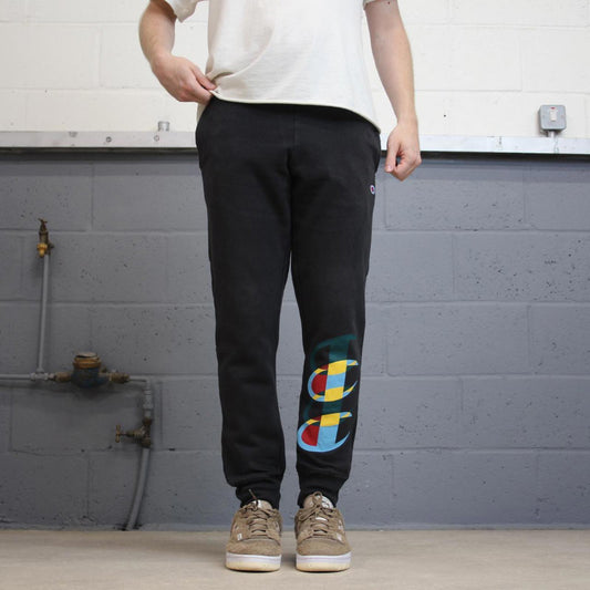 Y2k black Champion joggers S mens comfy sweatpants print logos