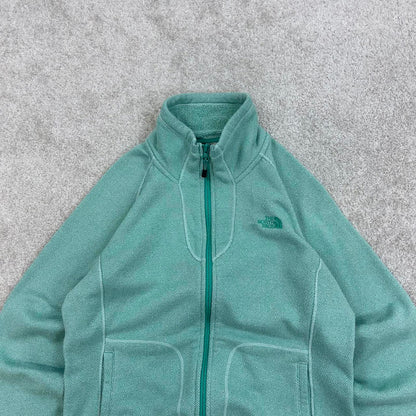 The North Face technical fleece Medium green Women's full zip up y2k style autumn outdoors hiking