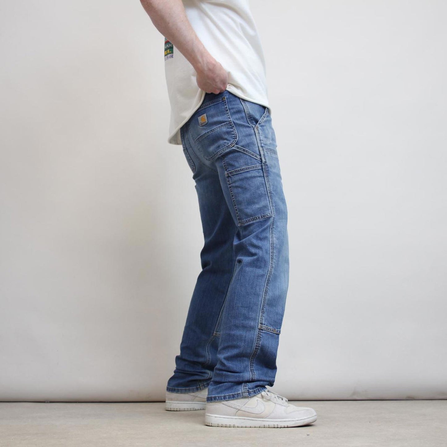 Mens Carhartt double knee carpenter jeans W30 L34 blue relaxed denim jeans