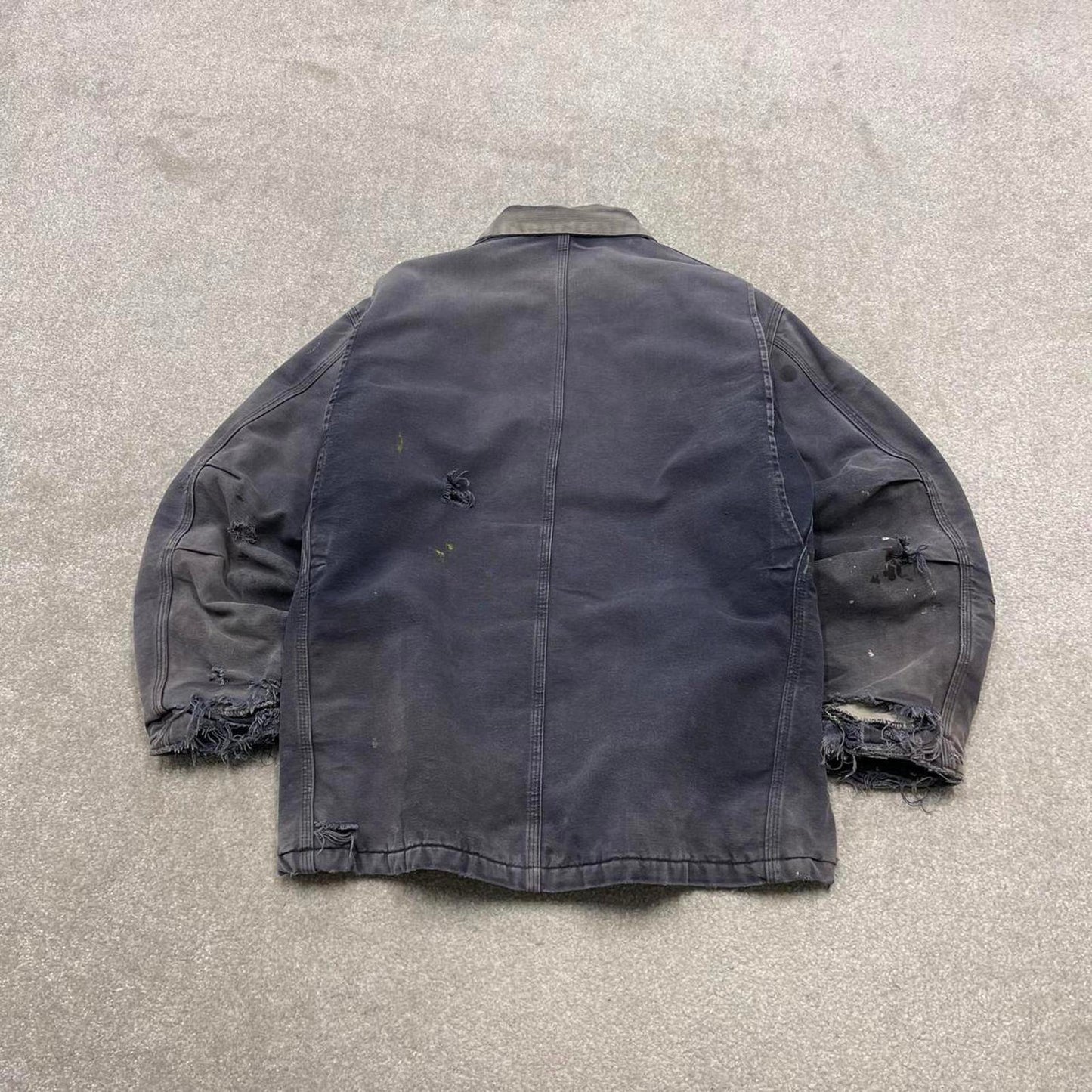 Carhartt chore work jacket navy winter 90s style L loose quilt lined canvas workwear overcoat canvas