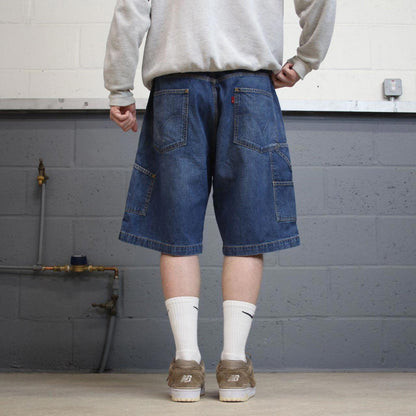 Vintage Y2k baggy Levi’s carpenter shorts skater style blue Wide leg denim summer festival jorts