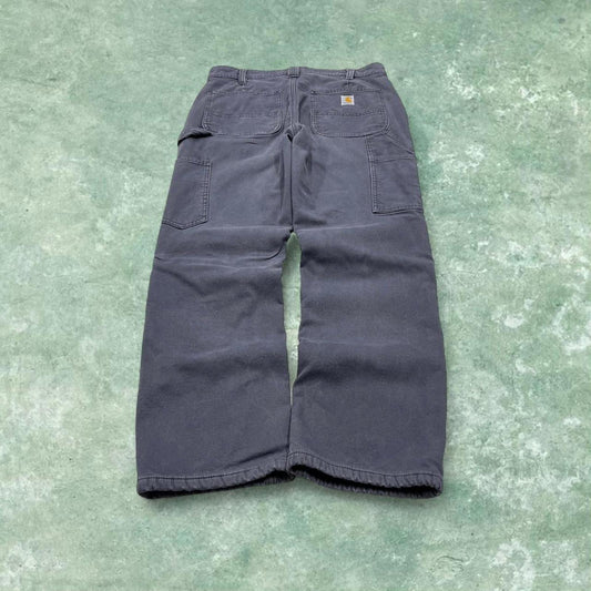 Vintage y2k Carhartt carpenter pants grey Women's fleece lined original fit cargo work trousers