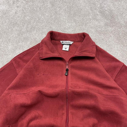 Y2K Columbia technical fleece red XXL Full zip up boxy fit fleece adjustable toggle waist