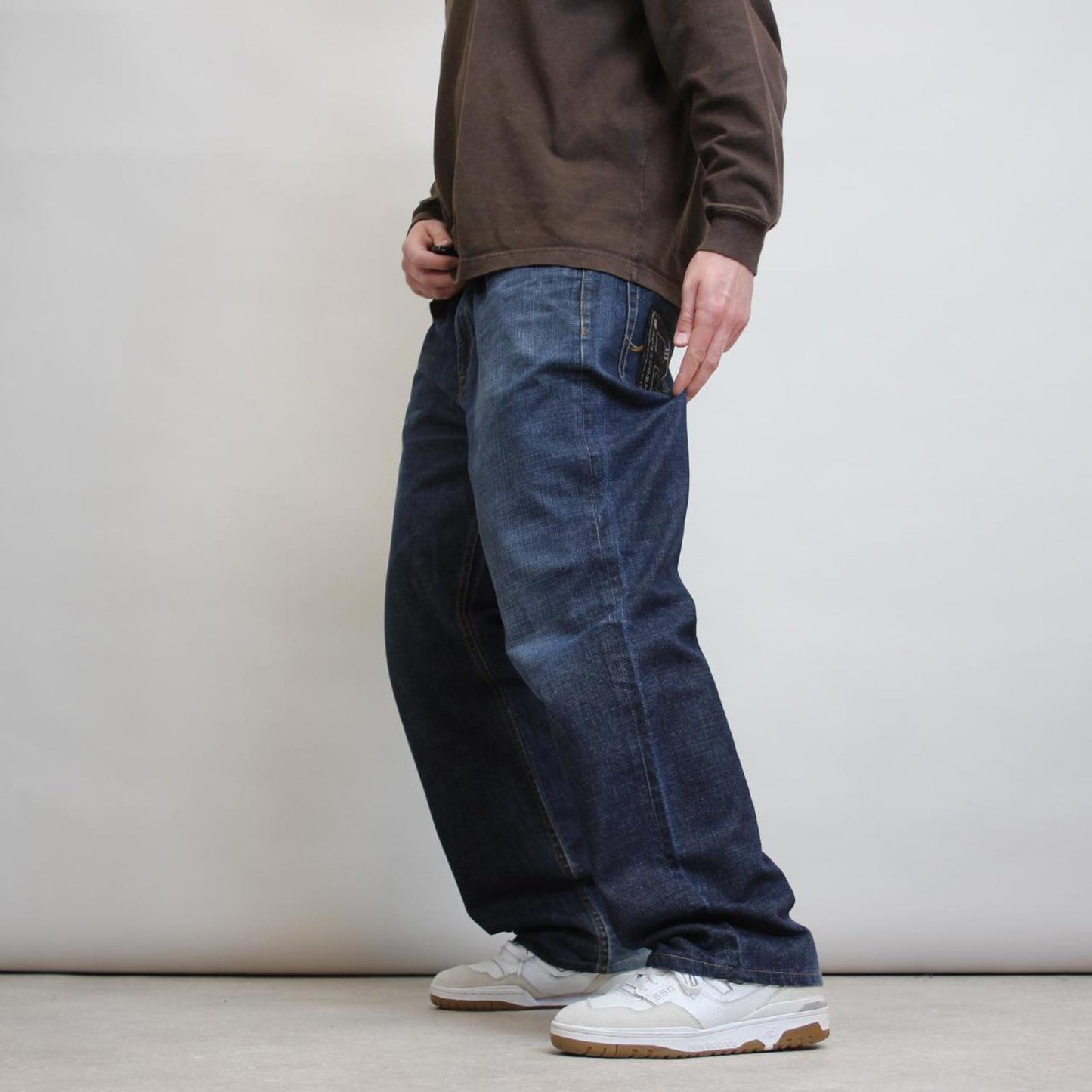 Blue USA Rugby embroidered jeans W38 L30 loose y2k embroidered design hip hop jeans