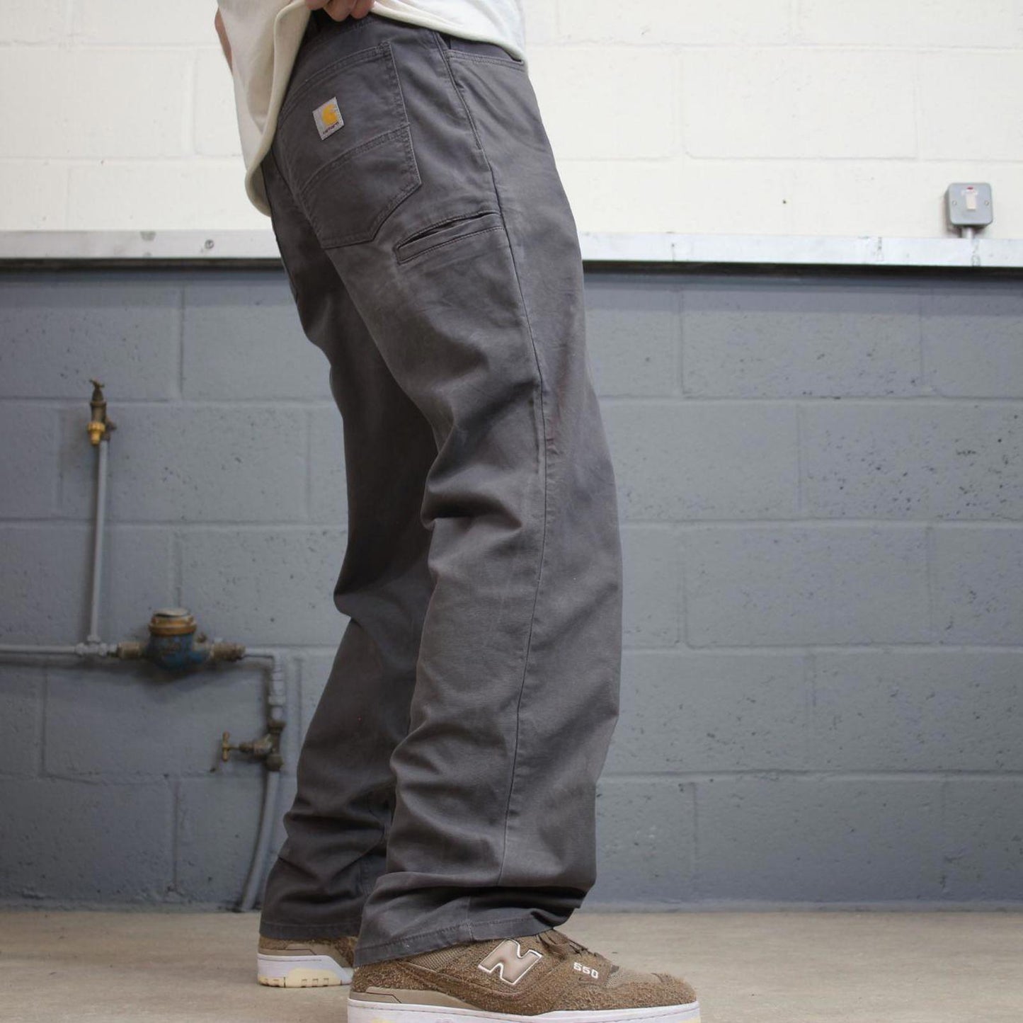 Carhartt carpenter pants W36L32 90s style skater canvasy loose Grey cargos