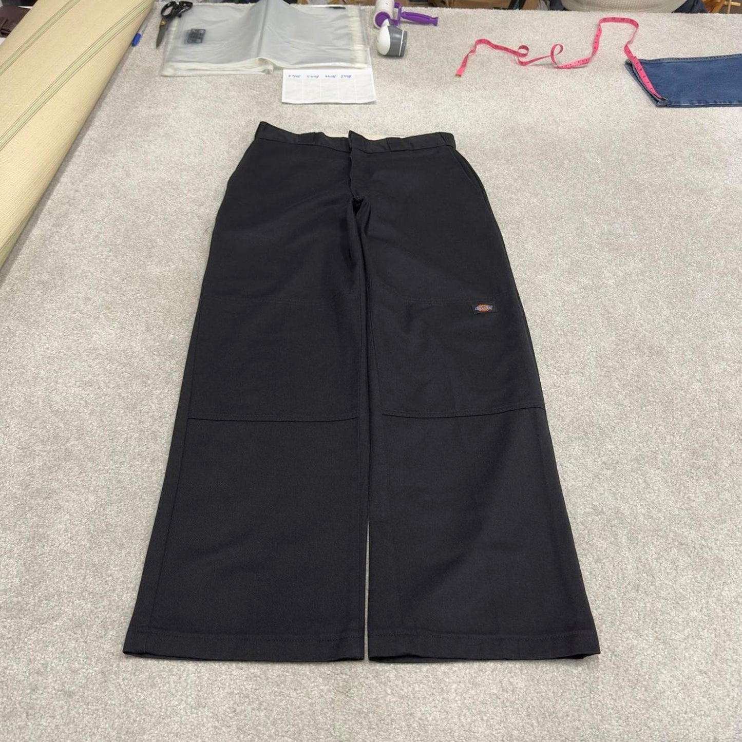Y2k baggy fit Dickies double knee work pants black Loose leg chino style skate trousers