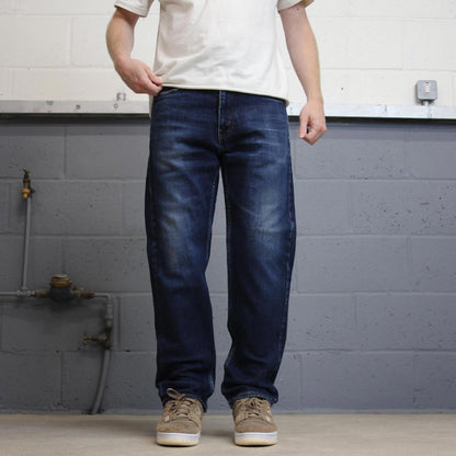 Blue Levis 505 jeans W34L30 blue straight leg y2k style pants red tab logo