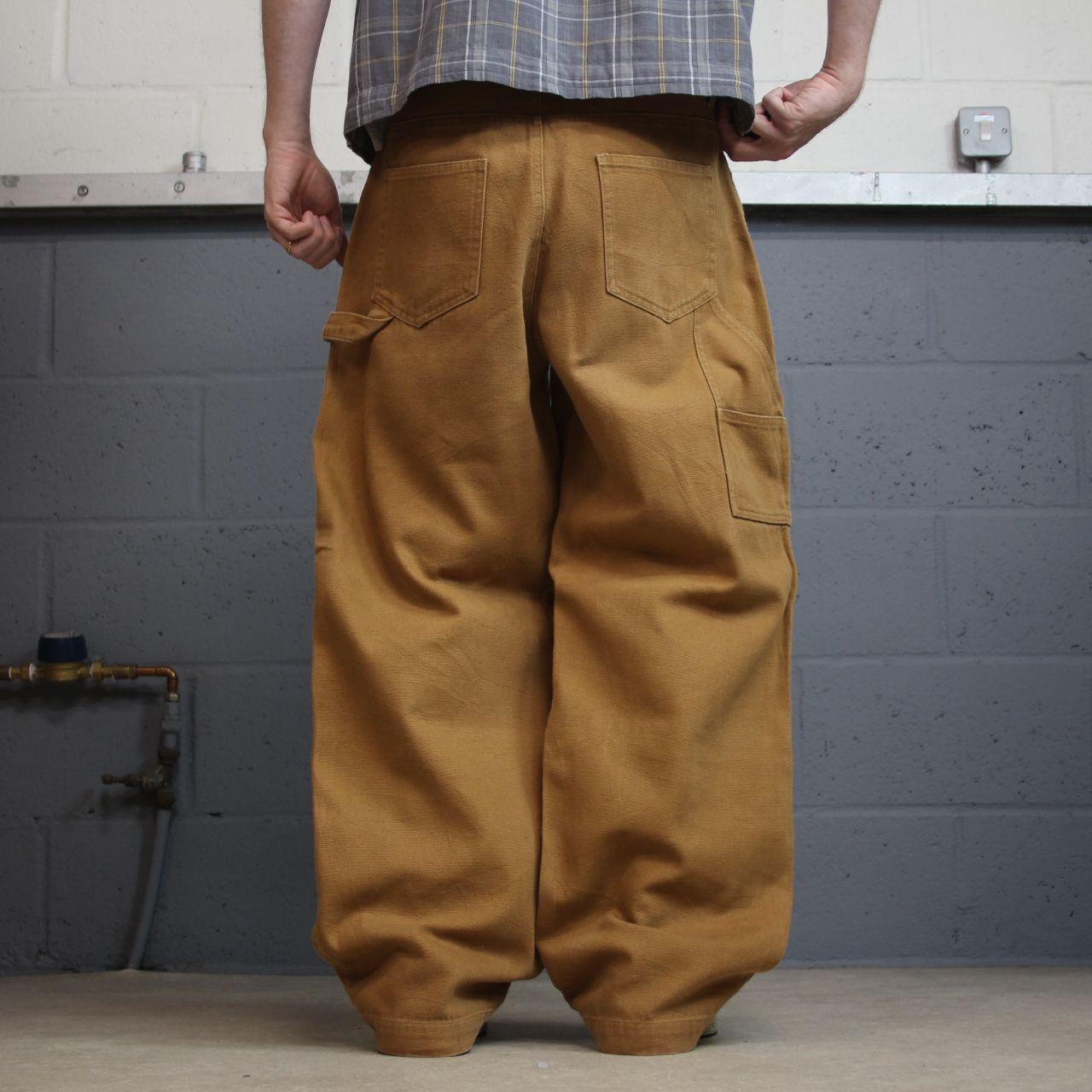 Baggy carpenter jeans wide leg y2k W34L31 tan brown No Boundaries wide leg surf skate style cargos