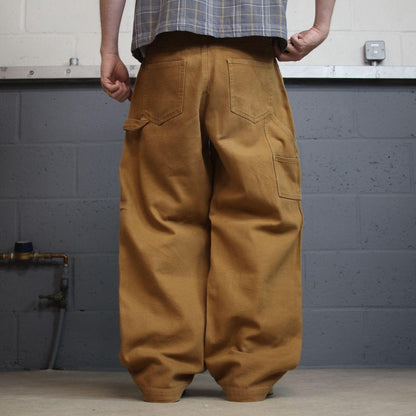 Baggy carpenter jeans wide leg y2k W34L31 tan brown No Boundaries wide leg surf skate style cargos