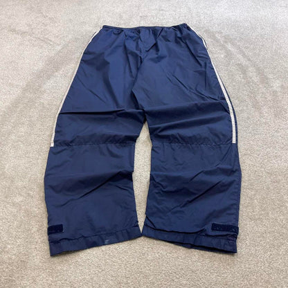 Y2k baggy Adidas trackies Navy Large 00s style joggers adjustable side stripe track pants casual gym