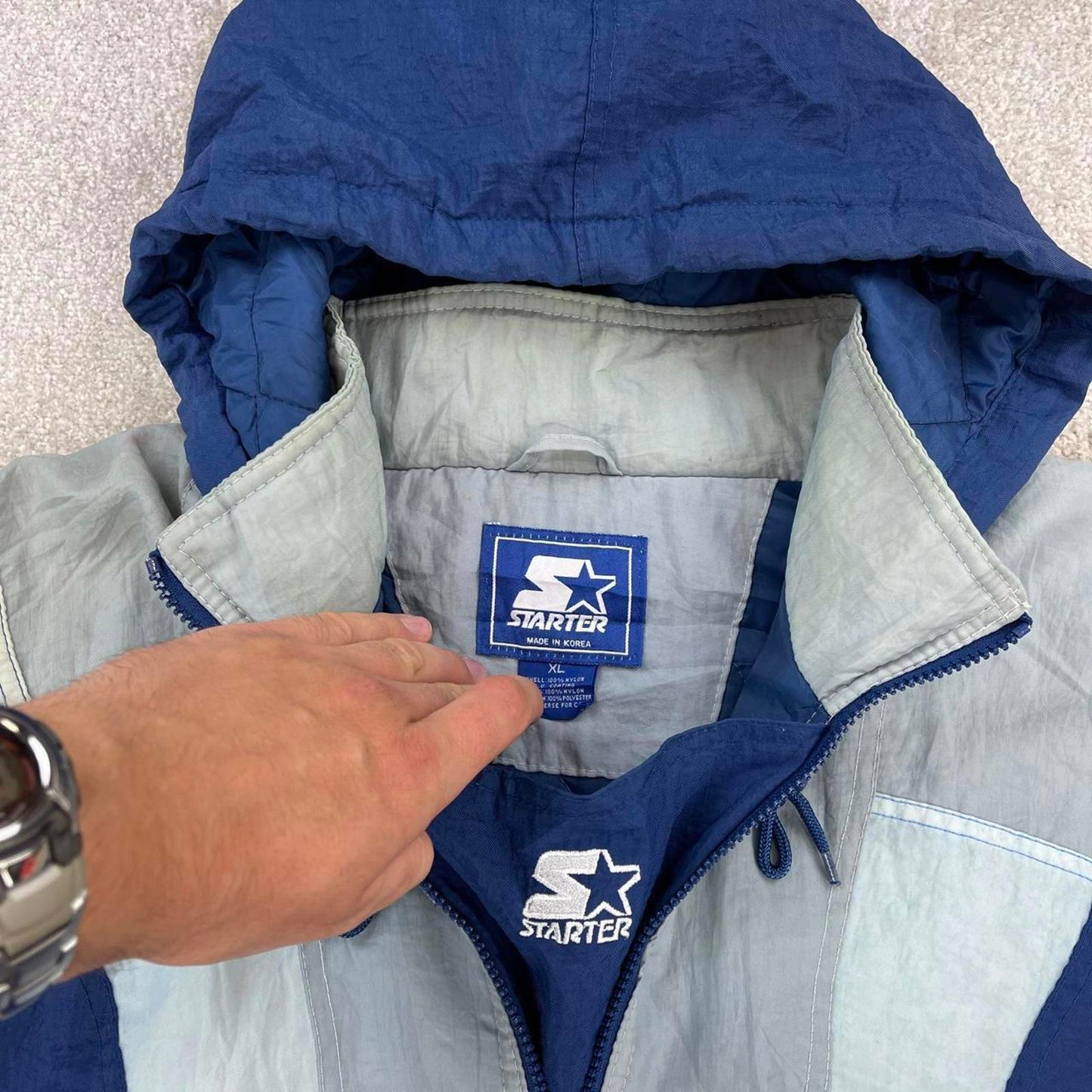 Blue grey Duke NHL Starter jacket XL pull over anorak