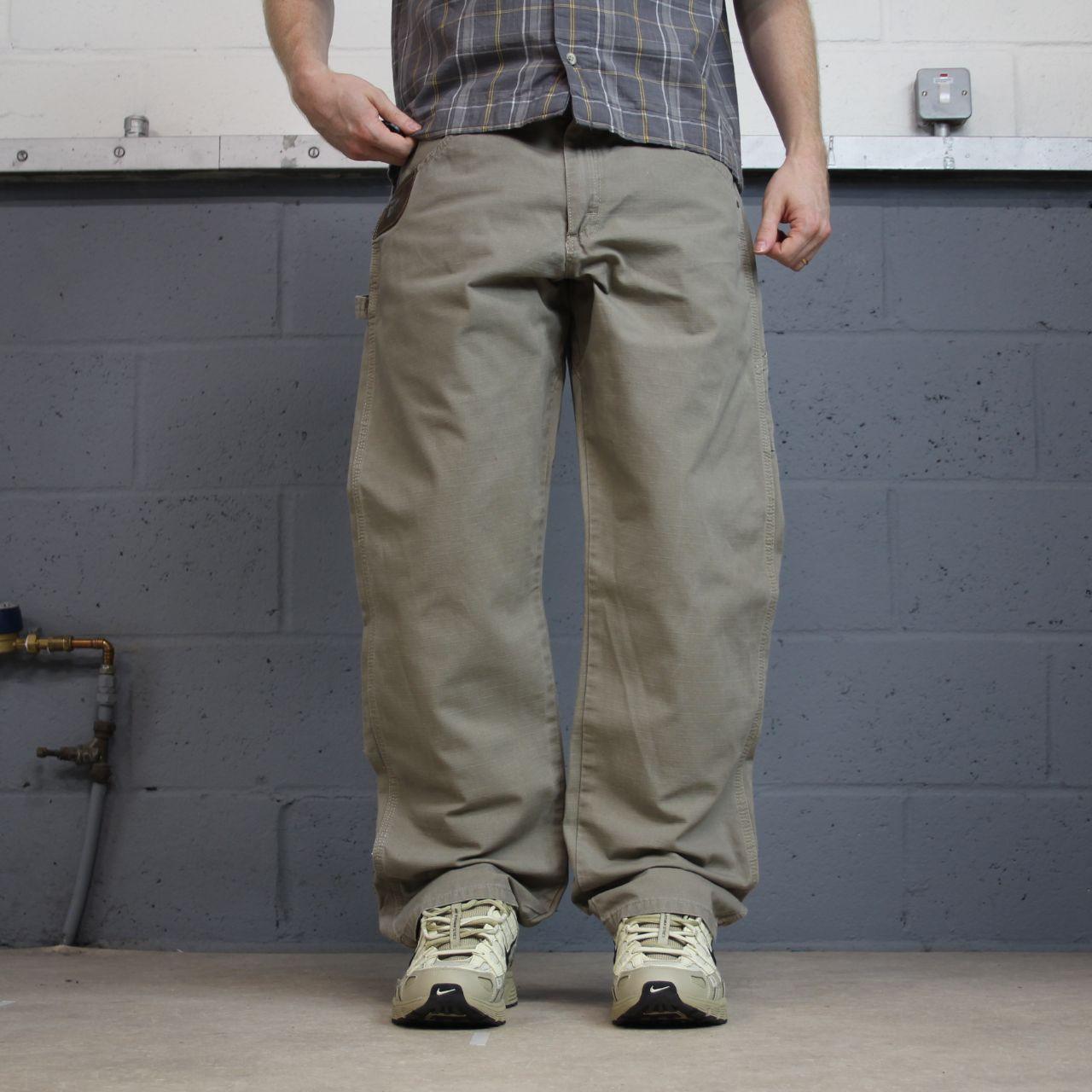 Wrangler carpenter workwear pants y2k khaki Loose leg canvasy skater work utility pants