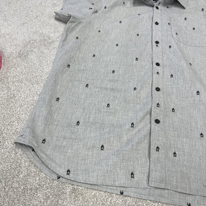 North Face funky pattern short sleeve shirt grey TNF surf style summer festival shirt
